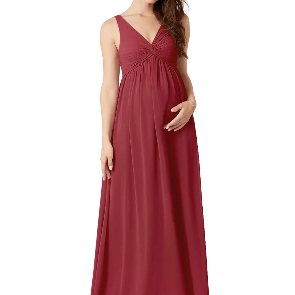 NWT Azazie Yetta Maternity Bridesmaid Dress in Pomegranate Chiffon